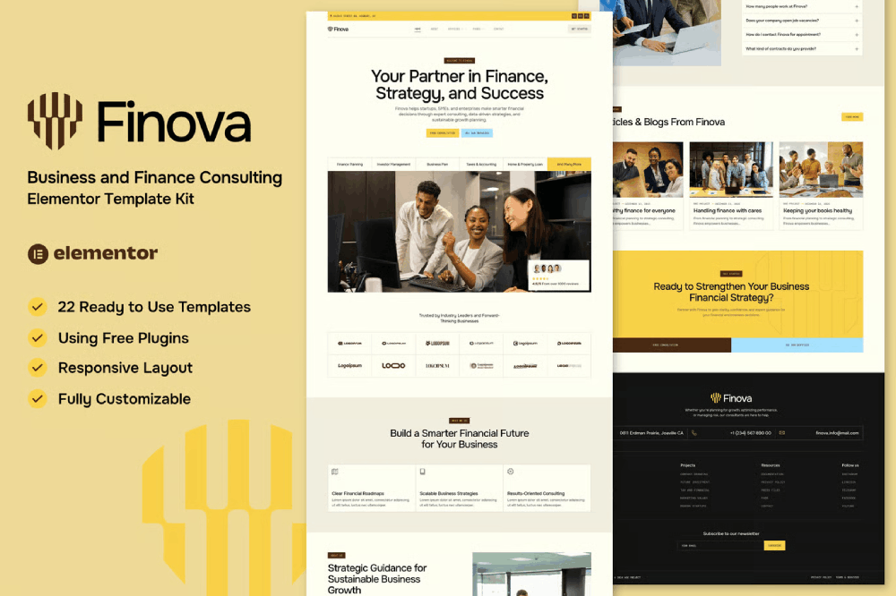 Finova Elementor template preview