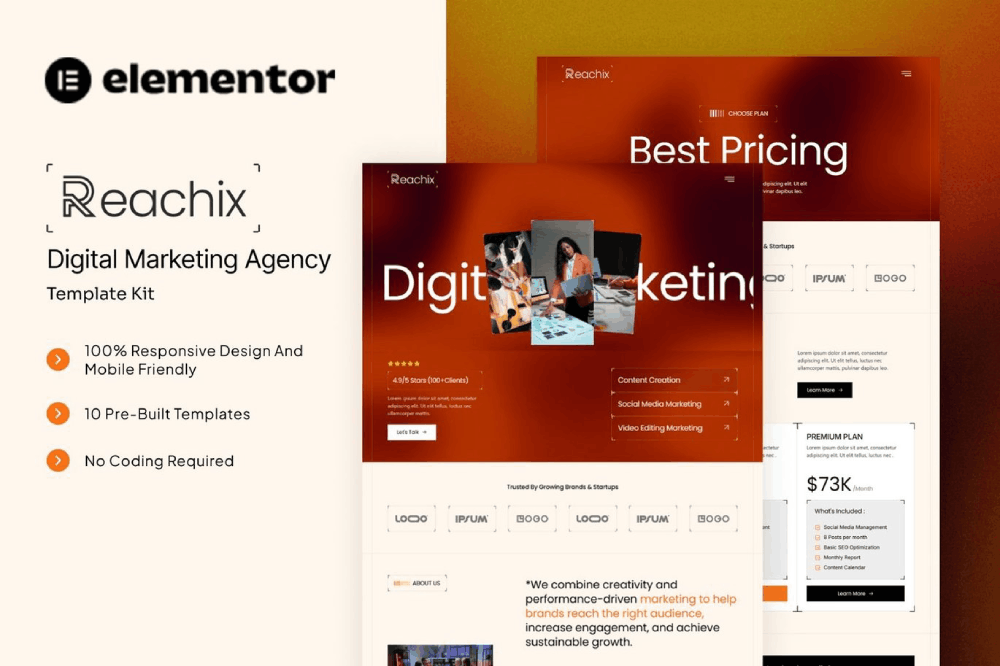 Reachix Elementor template preview